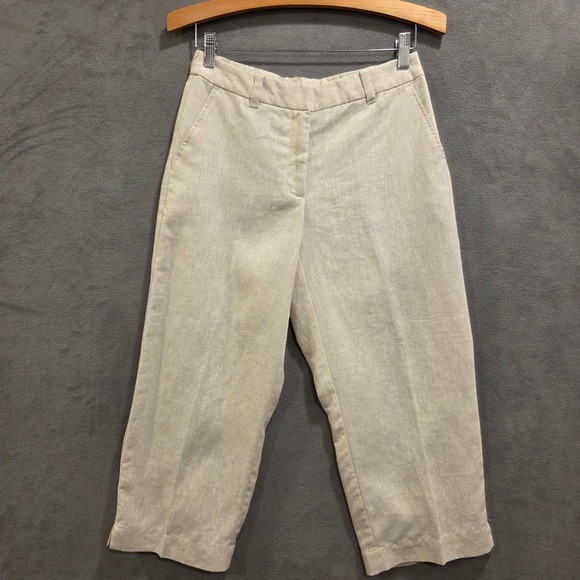 Liz Claiborne Pants - Liz Claiborne Audra 100% Linen Crop Pants Womens Size 4 Coastal Minimalist Chic